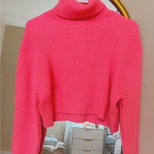 Hot Pink Turtleneck Sweater